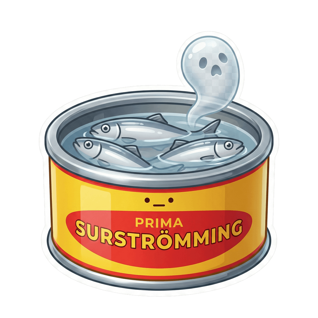 Surströmming can with fish and ghost steam